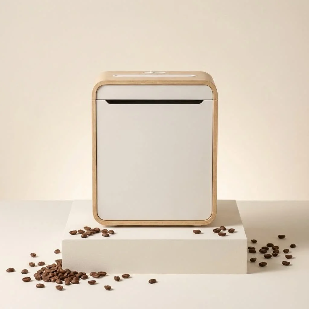 Portable paper shredder on a desk, ready for document destruction