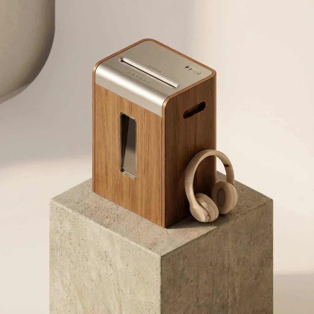 A sleek black trash can <a href=