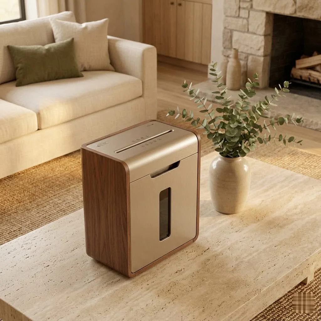 AmazonBasics paper shredder in a home office setting