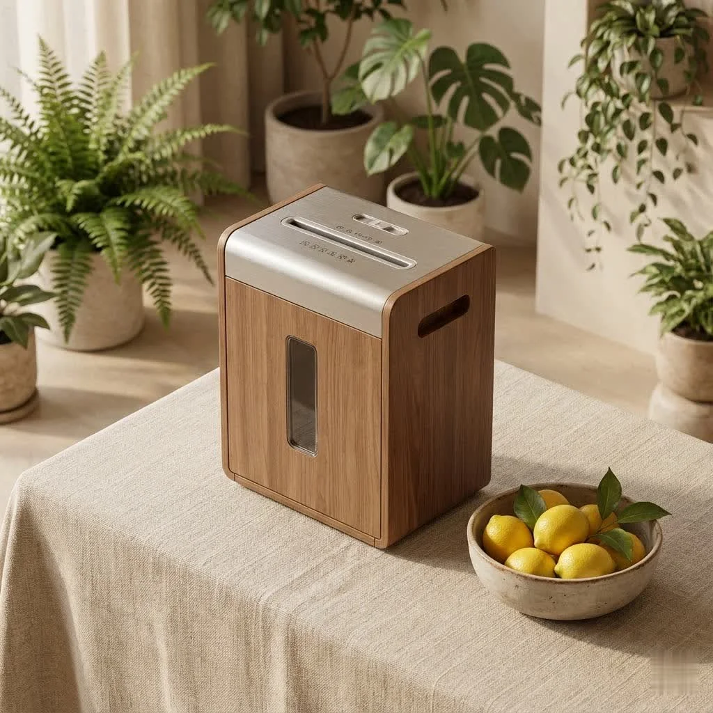 Pen + Gear paper shredder in use, shredding documents
